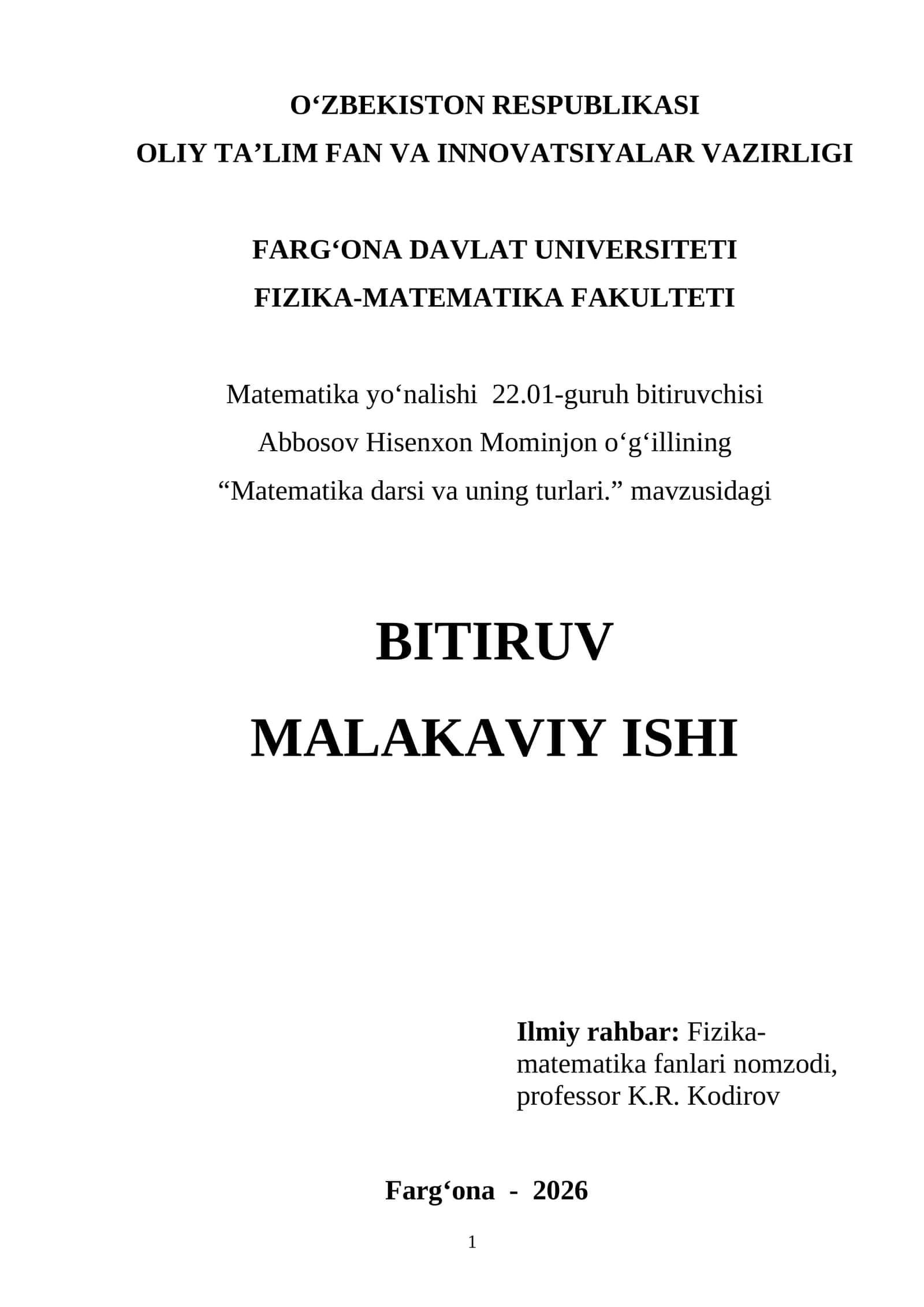 Matematika darsi va uning turlari 1