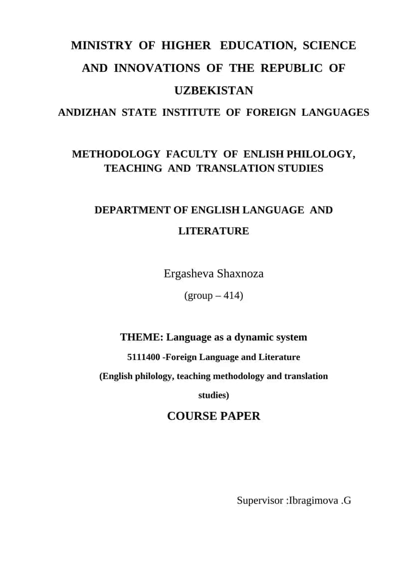 Language as a dynamic system 1