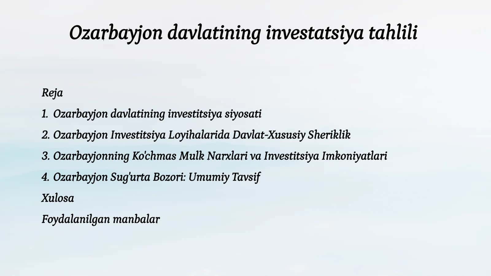 Ozarbayjonning Ko'chmas Mulk Narxlari va Investitsiya Imkoniyatlari 1