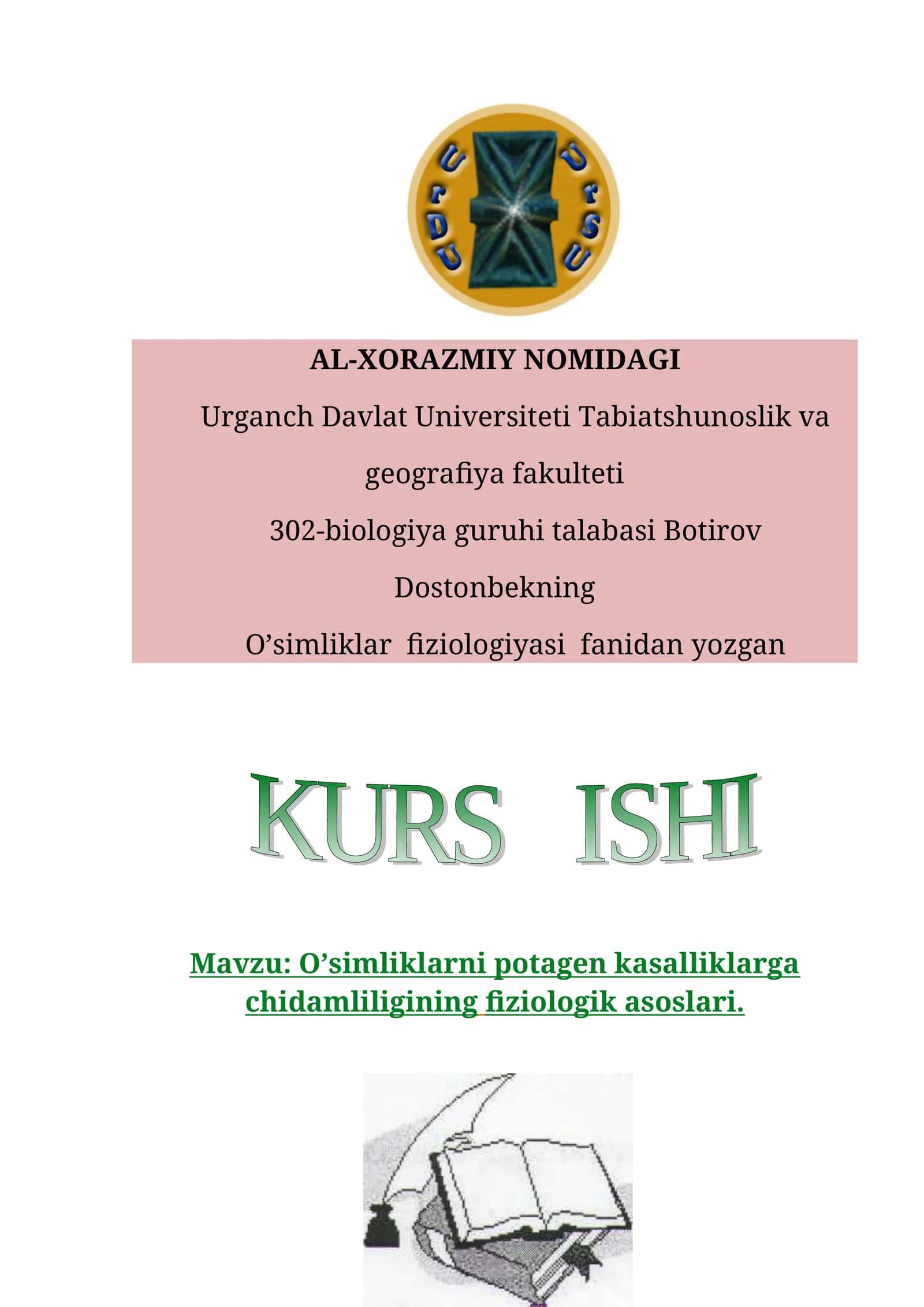 O’simliklar fiziologiyasi fanidan kurs ishi 1