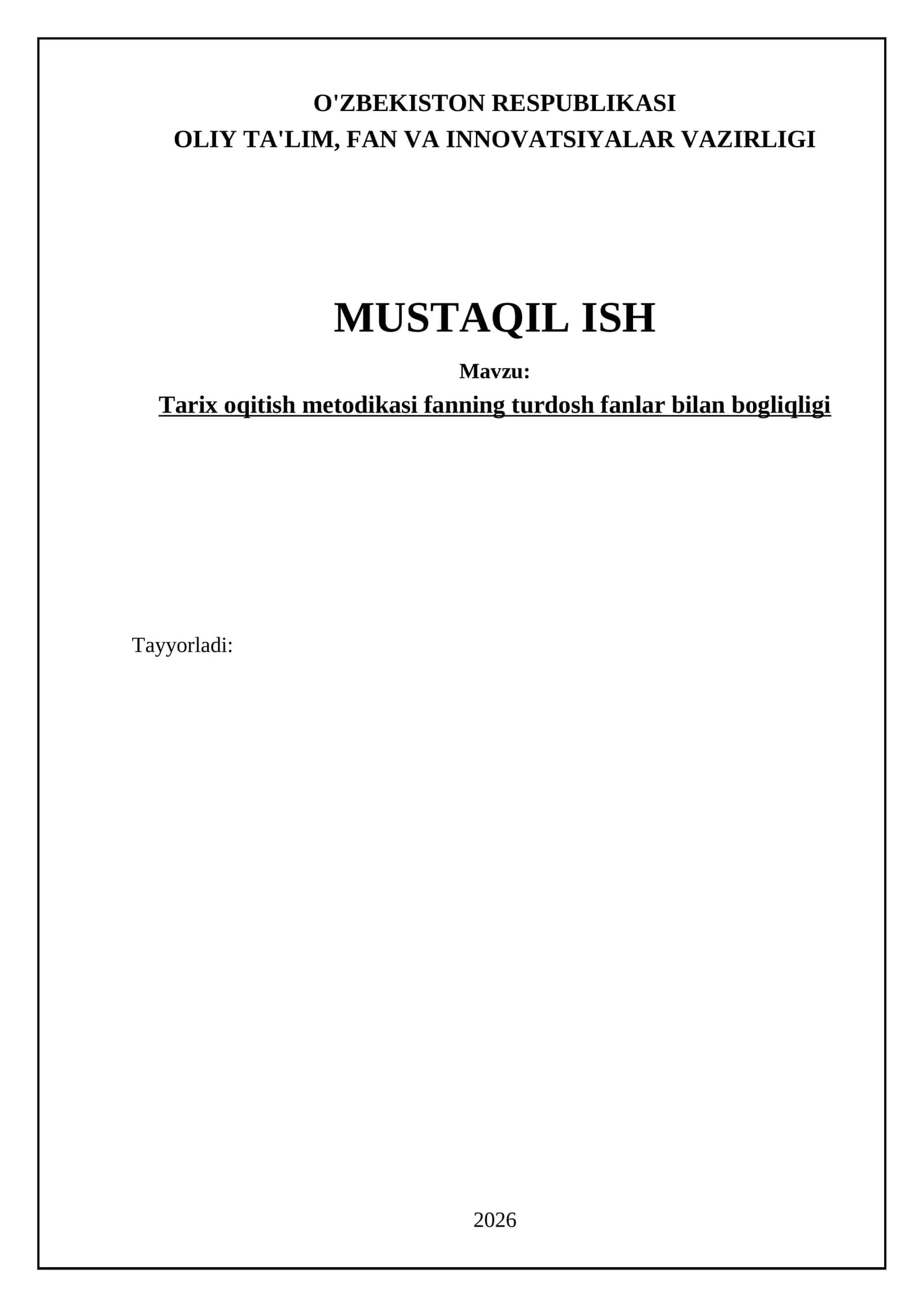 Tarix oqitish metodikasi fanning turdosh fanlar bilan bogliqligi 1