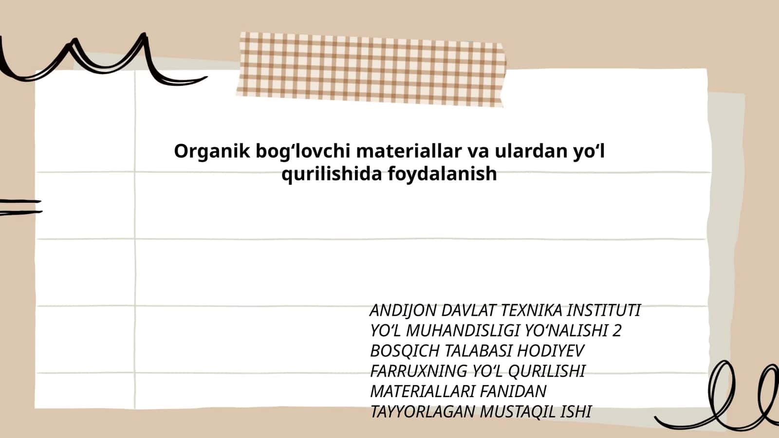 Organik bogʻlovchi materiallar va ulardan yoʻl qurilishida foydalanish 1