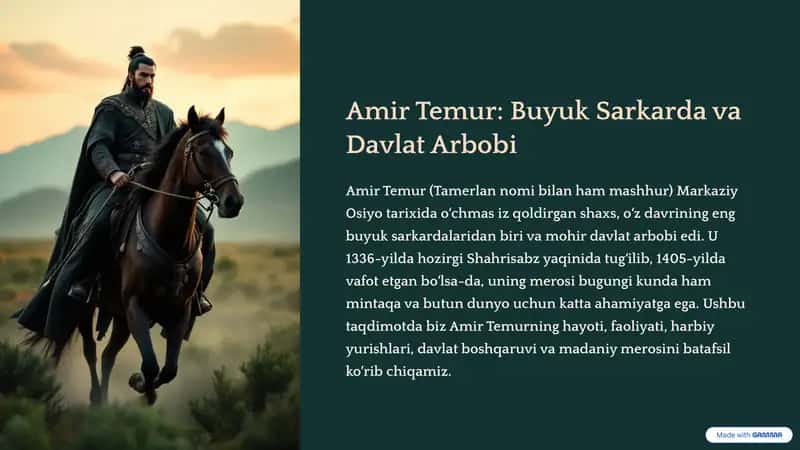 Amir Temur: Buyuk Sarkarda va Davlat Arbobi 1