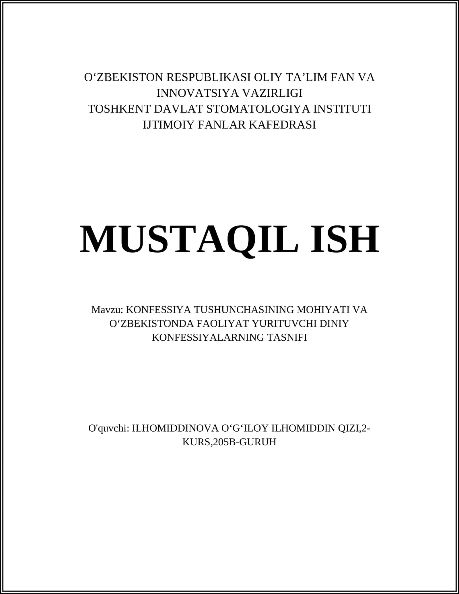 Konfessiya Tushunchasi 1