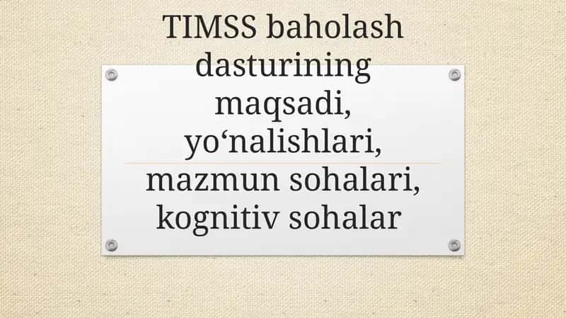 TIMSS baholash dasturi 1