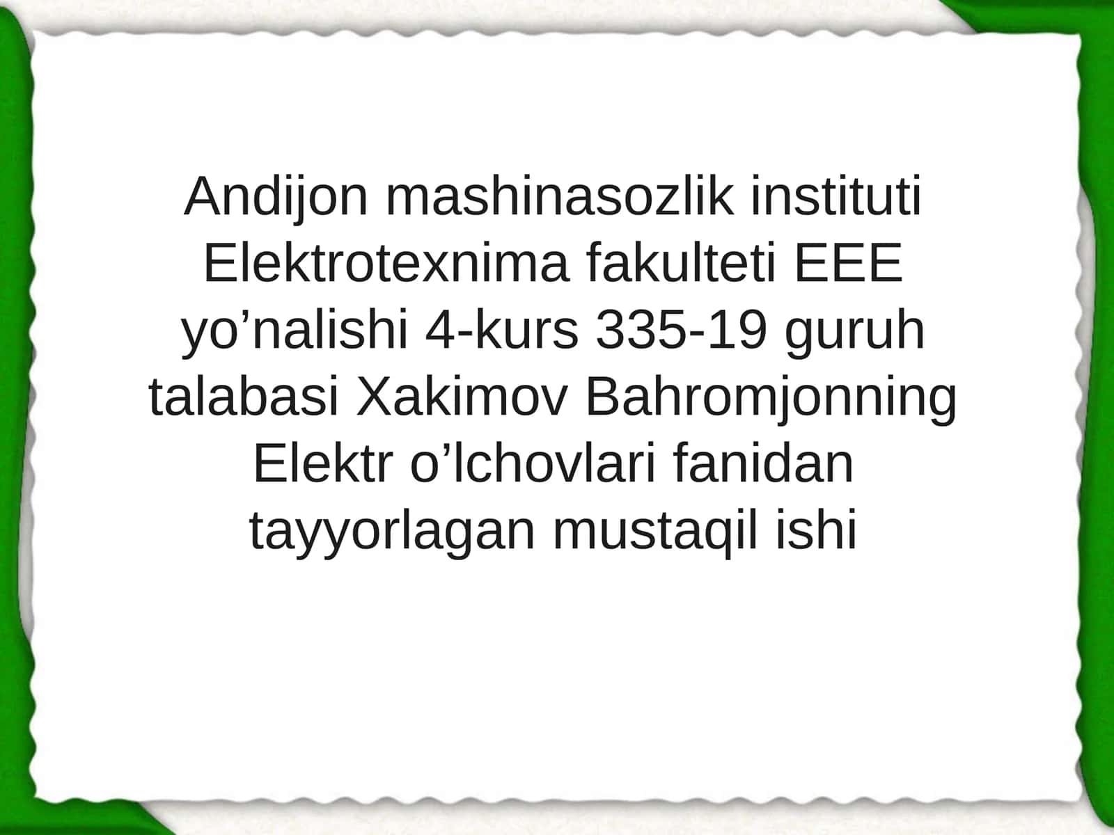 Elektro’lchovlarifani 1
