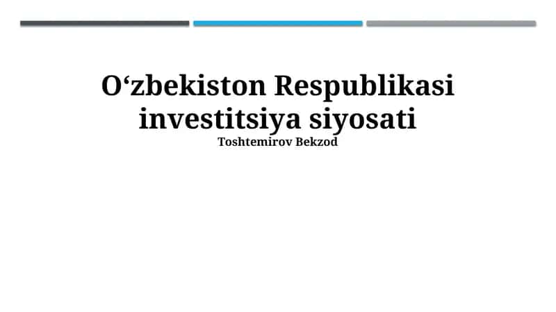 Investitsiya loyihalarini baholash va tanlash mexanizmlari 1