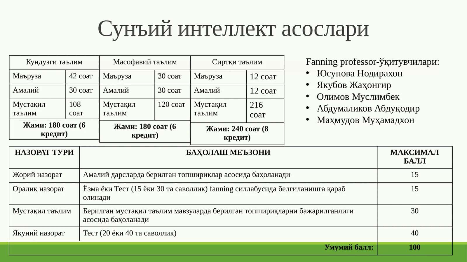 Сунъий интеллект асослари 1