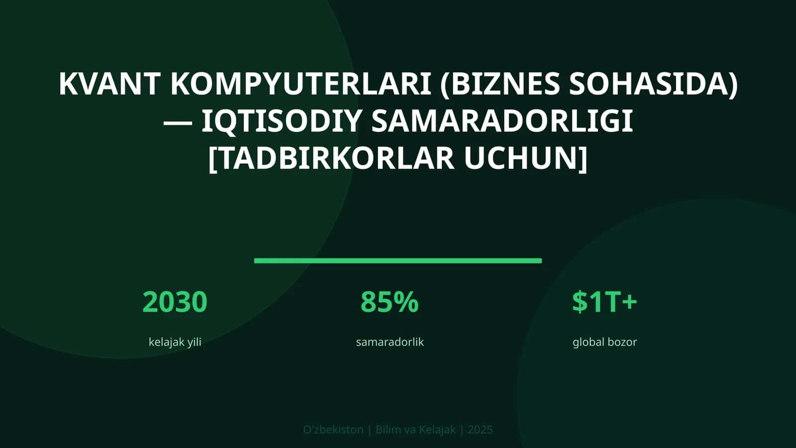 Kvant kompyuterlari (biznes sohasida) — iqtisodiy samaradorligi [tadbirkorlar uchun] 1