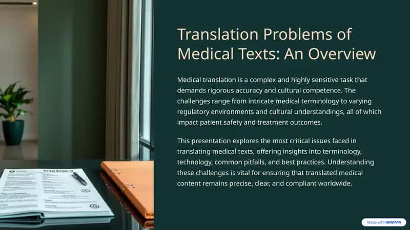 Translation Problems of Medical Texts: An Overview 1