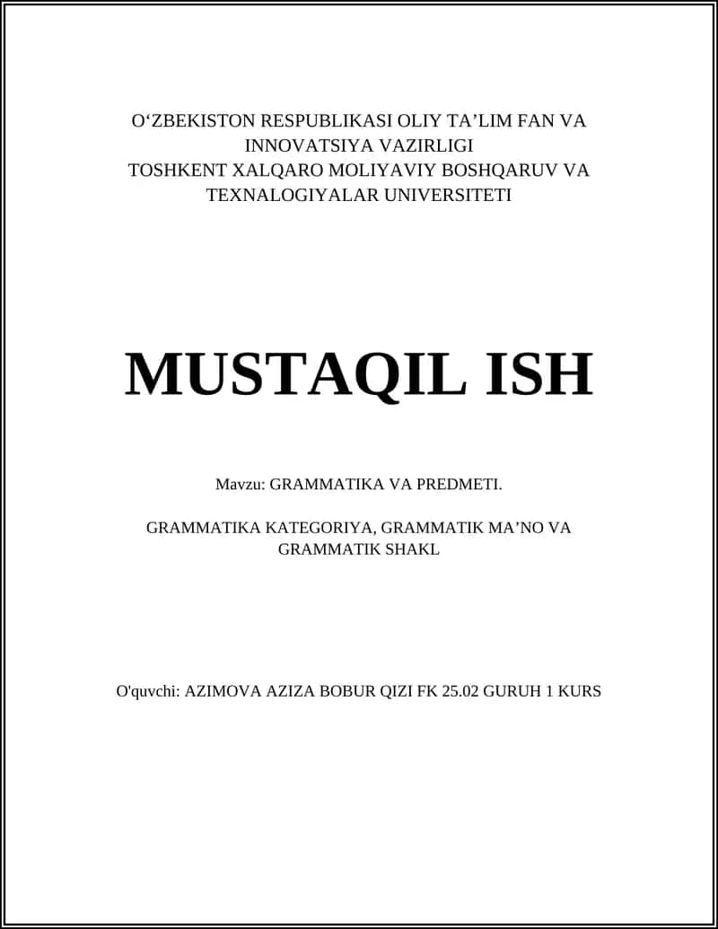 GRAMMATIKA VA PREDMETI 1