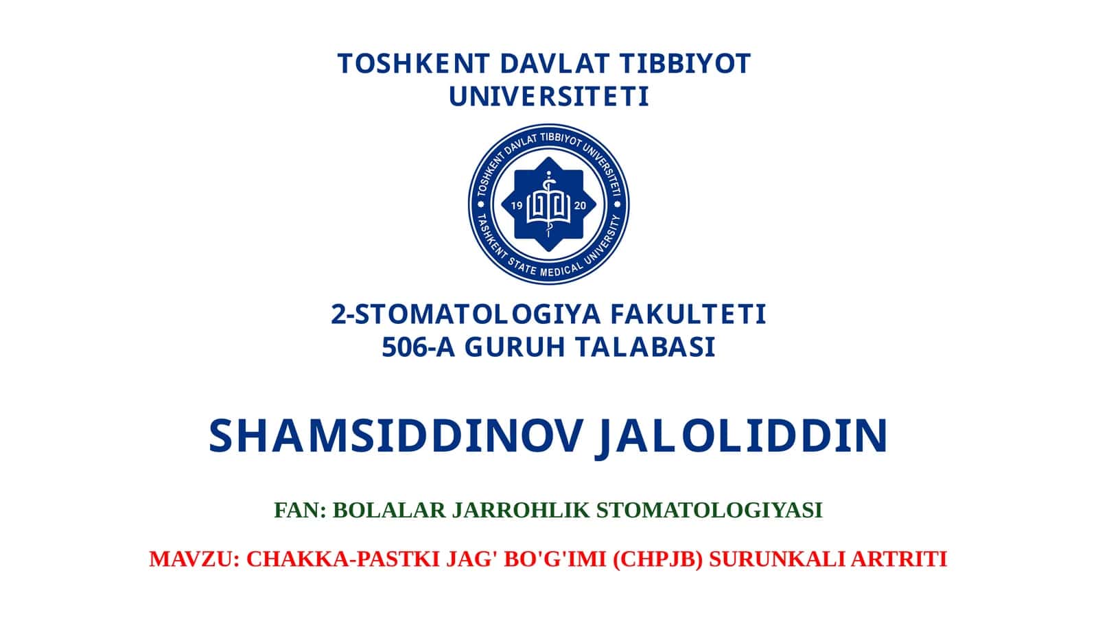 CHAKKA-PASTKI JAG' BO'G'IMI SURUNKALI ARTRITI 1