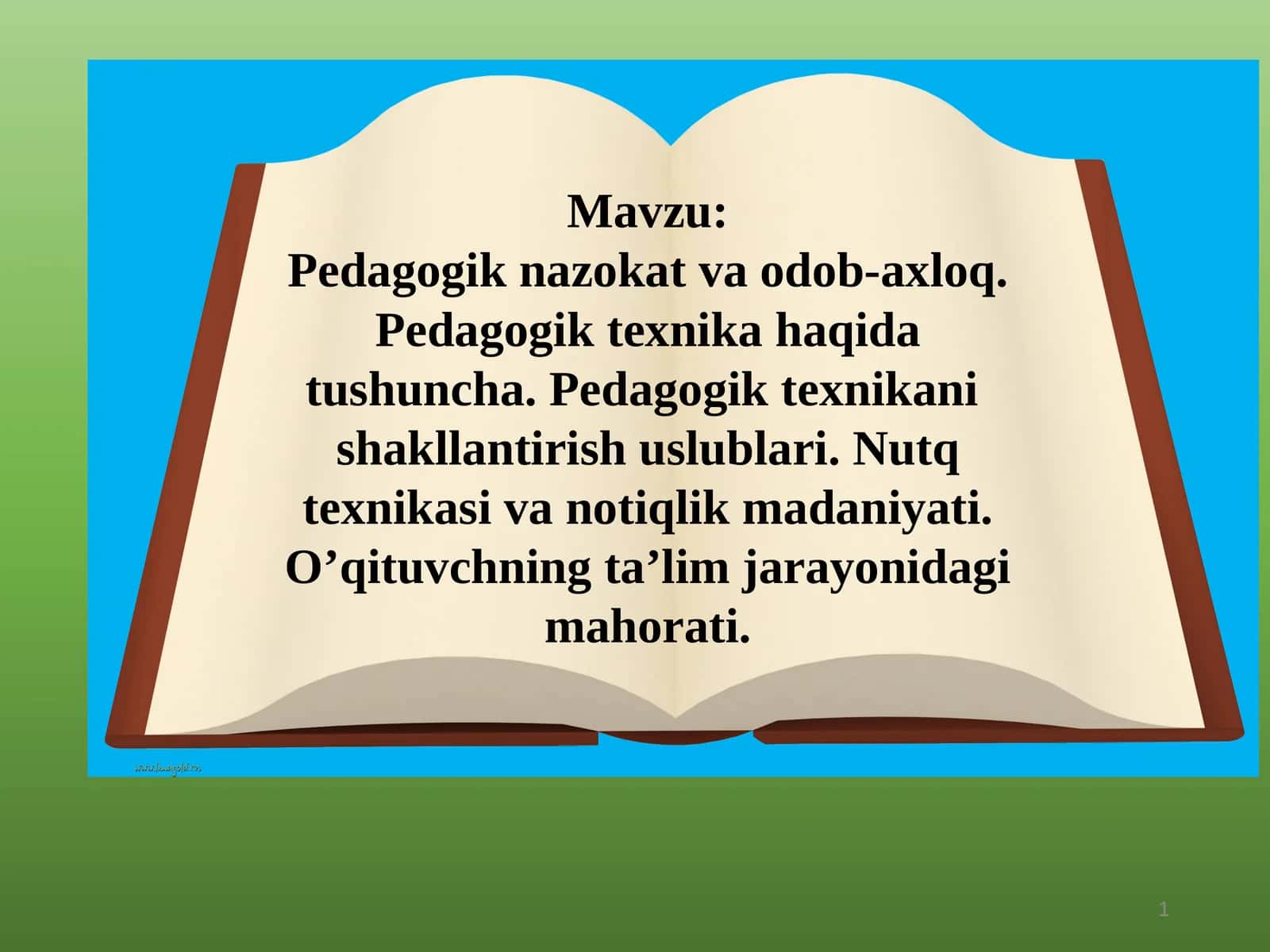 Pedagogik nazokat .Pedagogik texnika. Nutq texnikasi 1