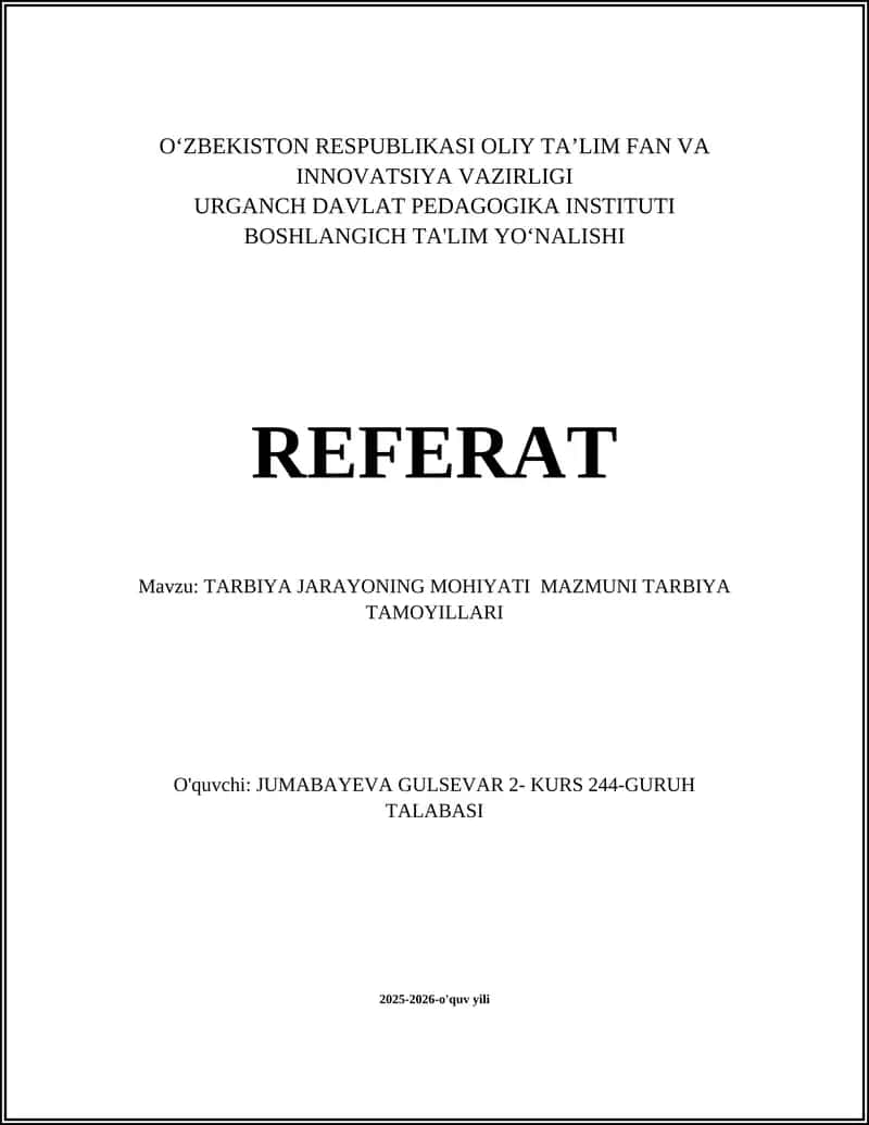 TARBIYA JARAYONLAR 1