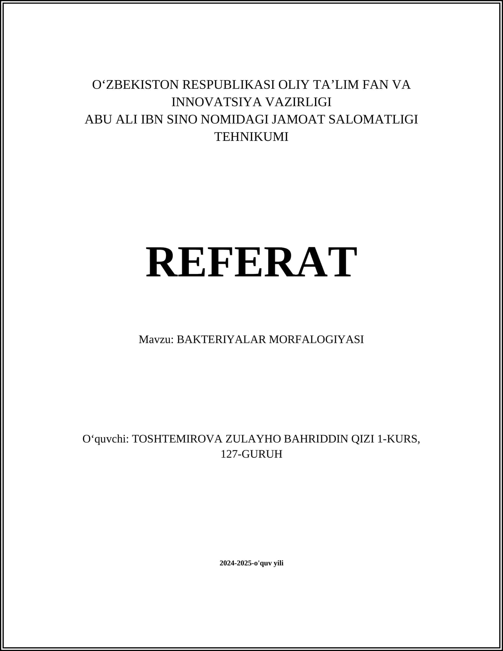 BAKTERIYALAR MORFALOGIYASI 1