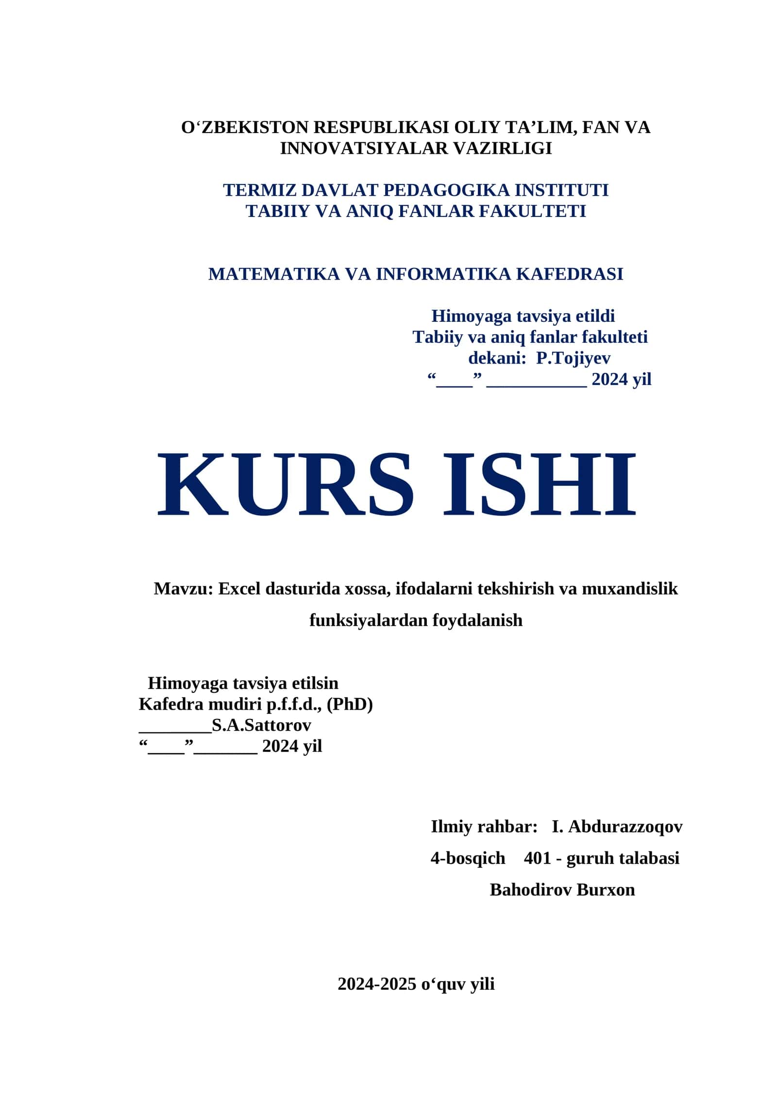 Excel dasturida xossa, ifodalarni tekshirish va muxandislik funksiyalardan foydalanish 1
