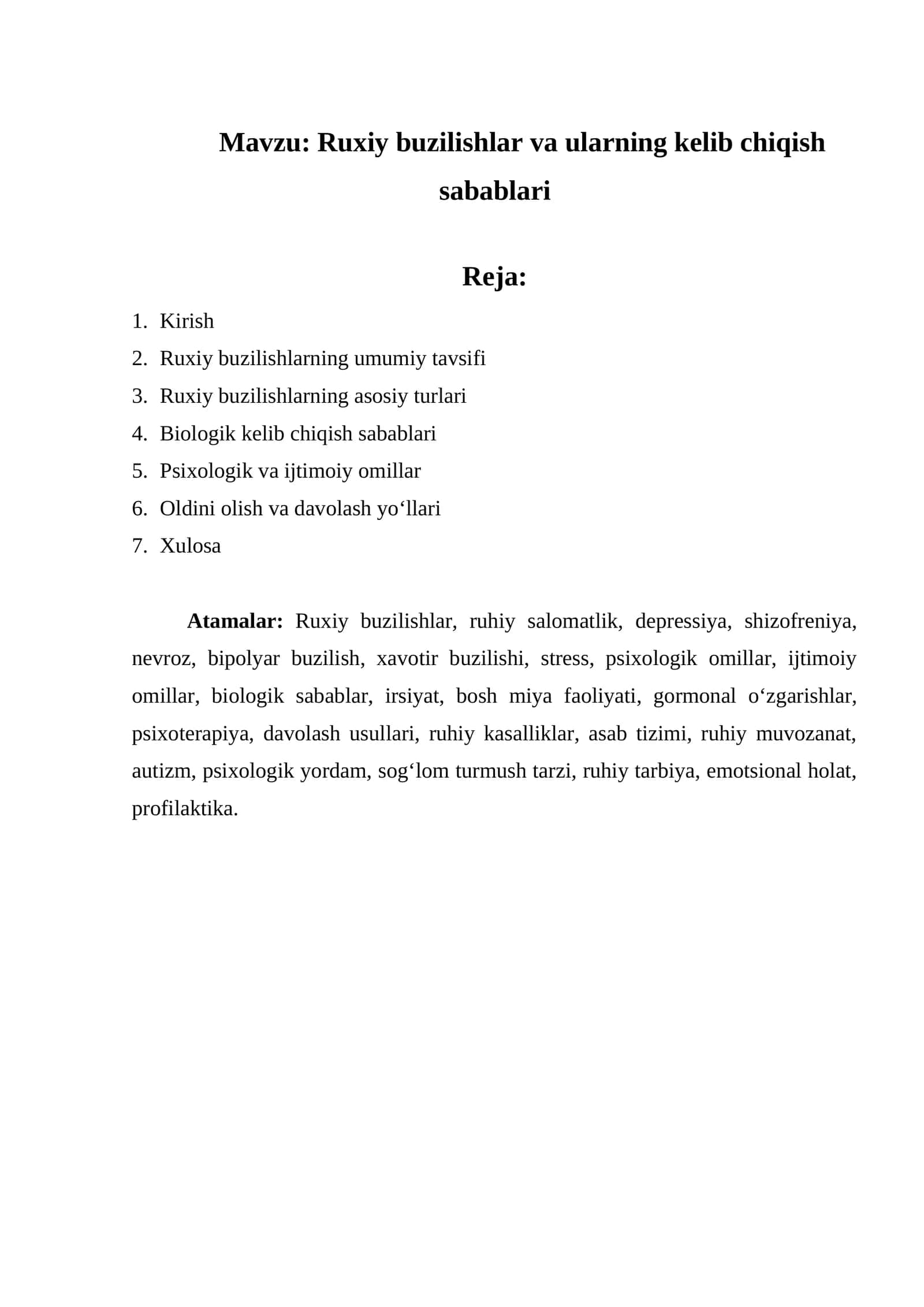 Ruxiy buzilishlar va ularning kelib chiqish sabablari 1