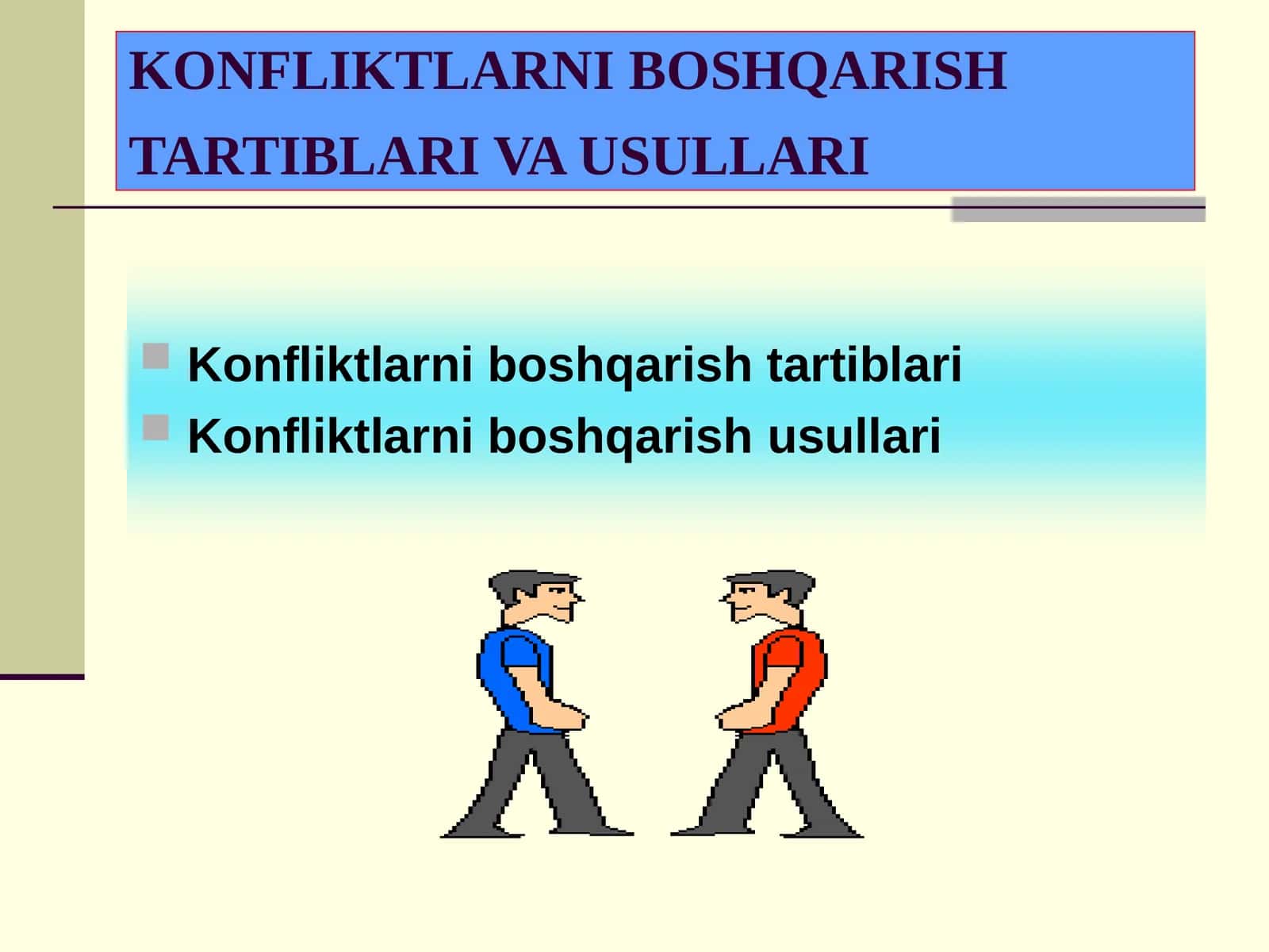KONFLIKTLARNI BOSHQARISH TARTIBLARI VA USULLARI 1