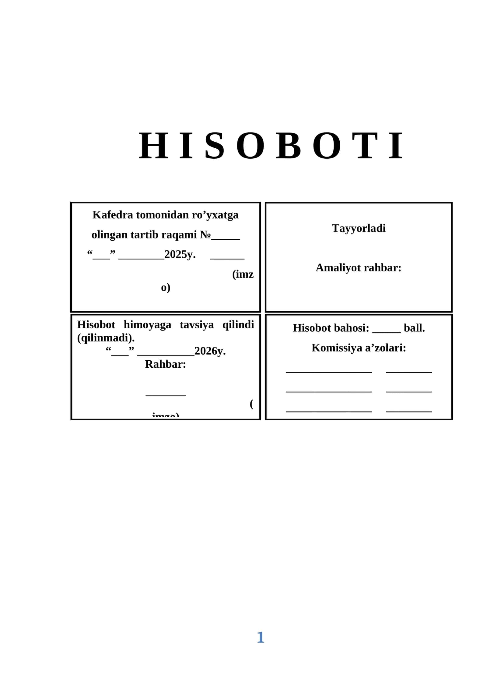 Byudjet hisobi va nazorati faoliyatini tashkil etish amaliyot hisoboti. 1