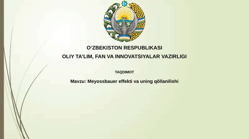 Mössbauer effektining asoslari va spektroskopiya nazariyasi 1