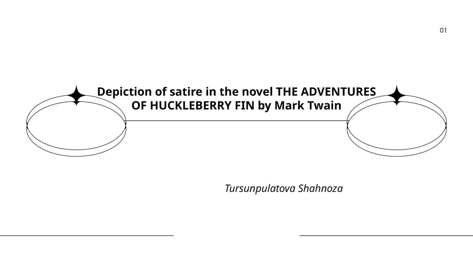 Depiction of satire in the novel THE ADVENTURES OF HUCKLEBERRY FIN by Mark Twain 1