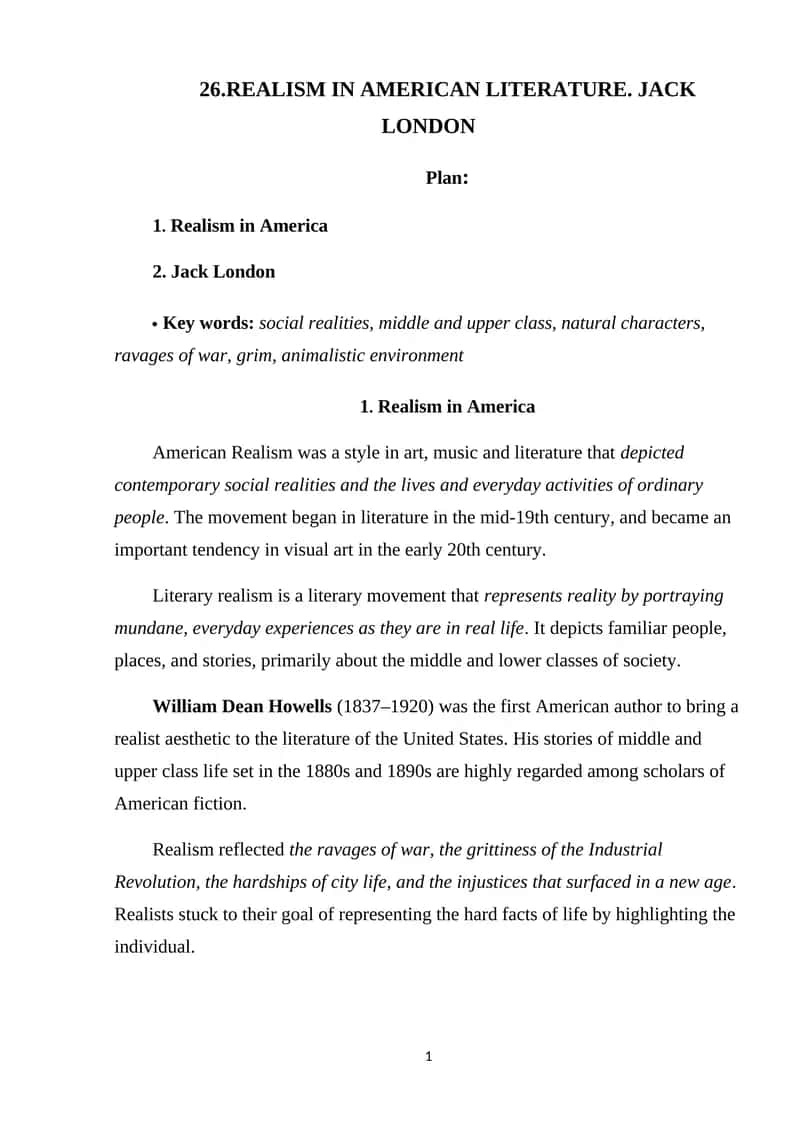 Realism in American Literature 1
