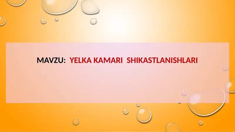 Yelka Kamari Shikastlanishlari 1