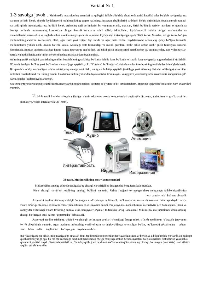 Multimedik maxsulotning senariysi va qobig'ini ishlab chiqish 1