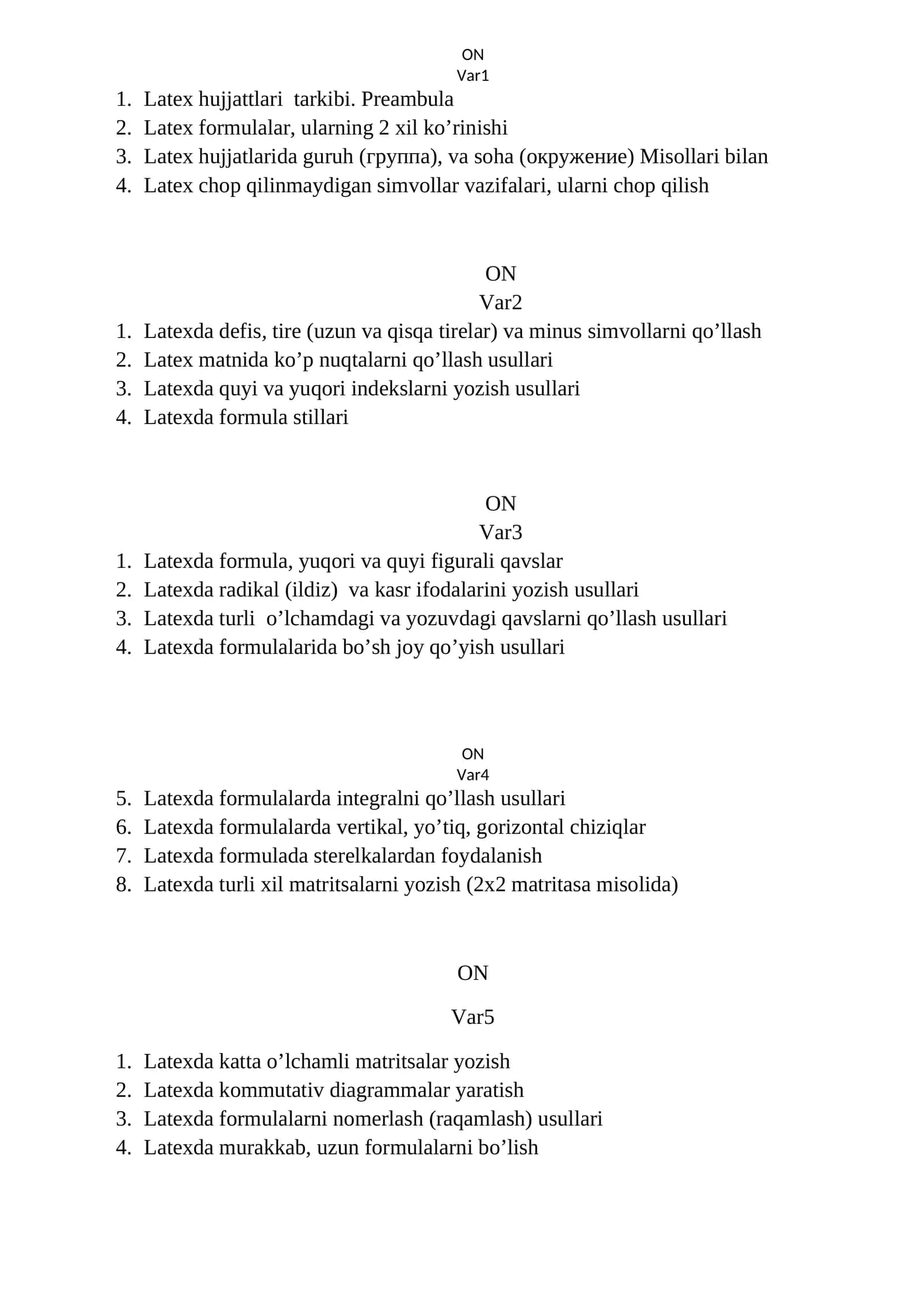 Latex hujjattlari tarkibi. Preambula 1