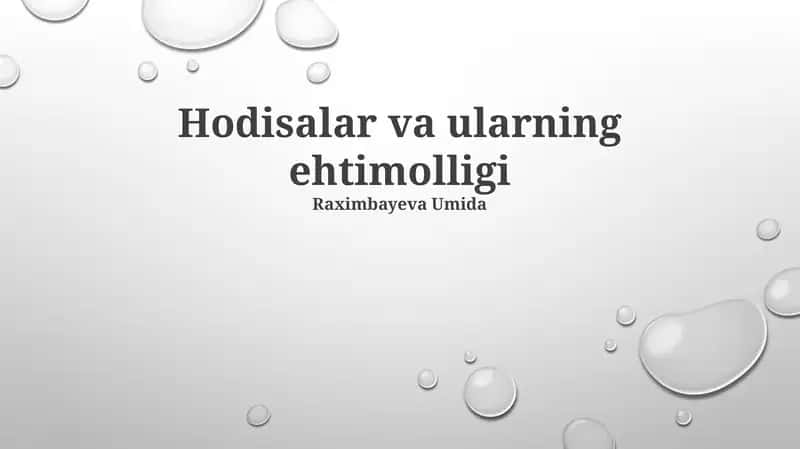 Hodisalar va ularning ehtimolligi 1