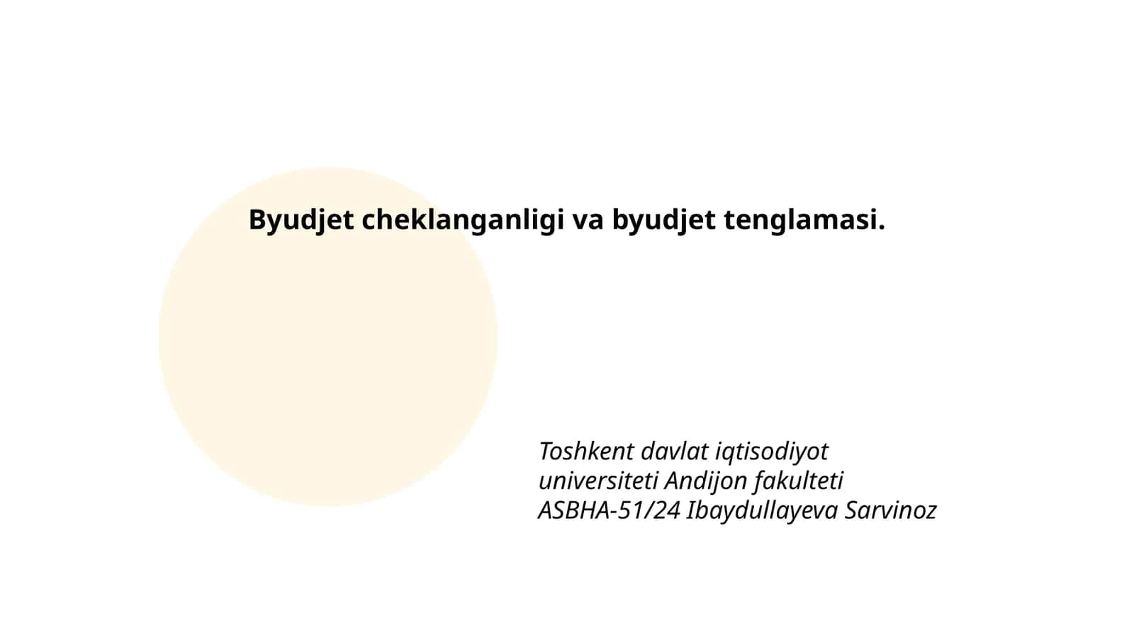 Byudjet cheklanganligi va byudjet tenglamasi 1