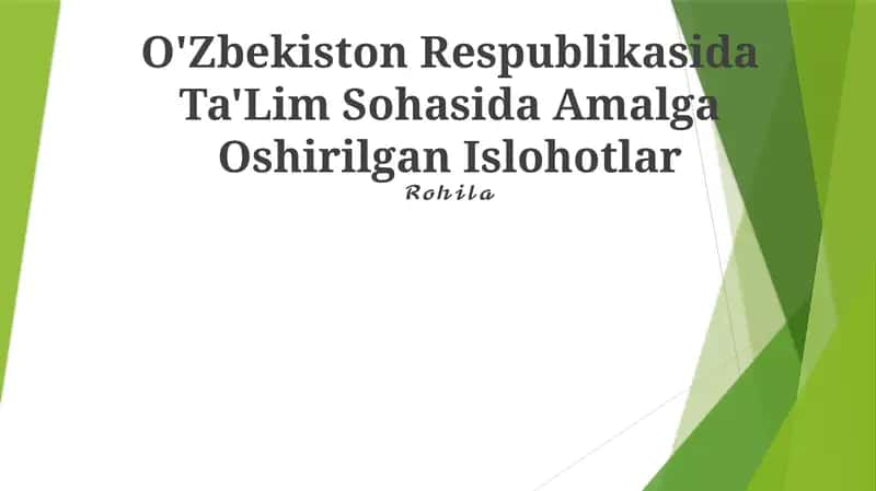 O'Zbekiston Respublikasida Ta'Lim Sohasida Amalga Oshirilgan Islohotlar 1