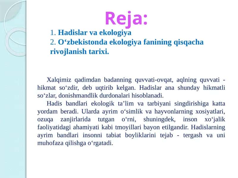 Hadislar va Ekologiya 1