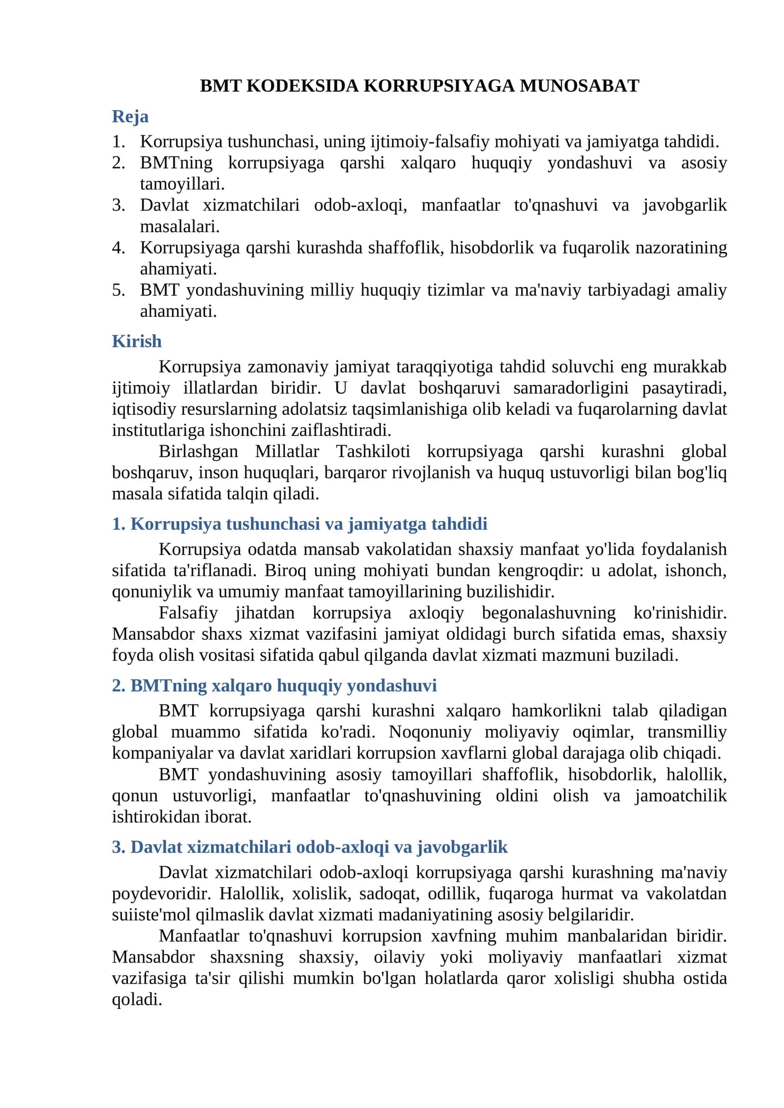 BMT KODEKSIDA KORRUPSIYAGA MUNOSABAT 1