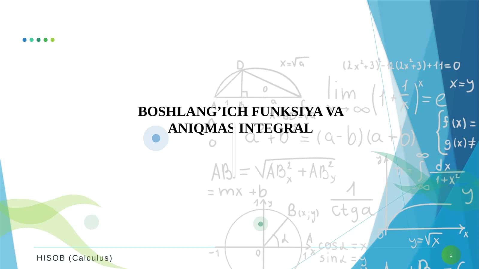 Boshlang’ich funksiya va aniqmas integral 1