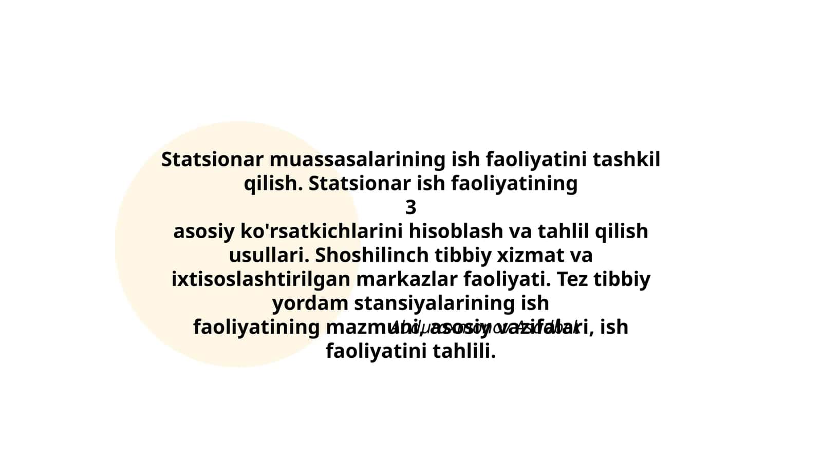 Statsionar muassasalarining ish faoliyatini tashkil qilish 1