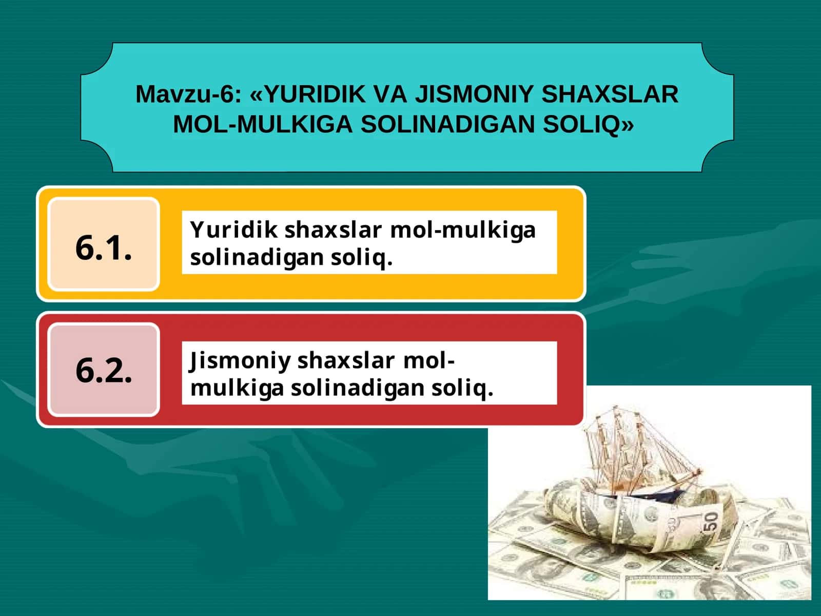 YURIDIK VA JISMONIY SHAXSLAR MOL-MULKIGA SOLINADIGAN SOLIQ 1