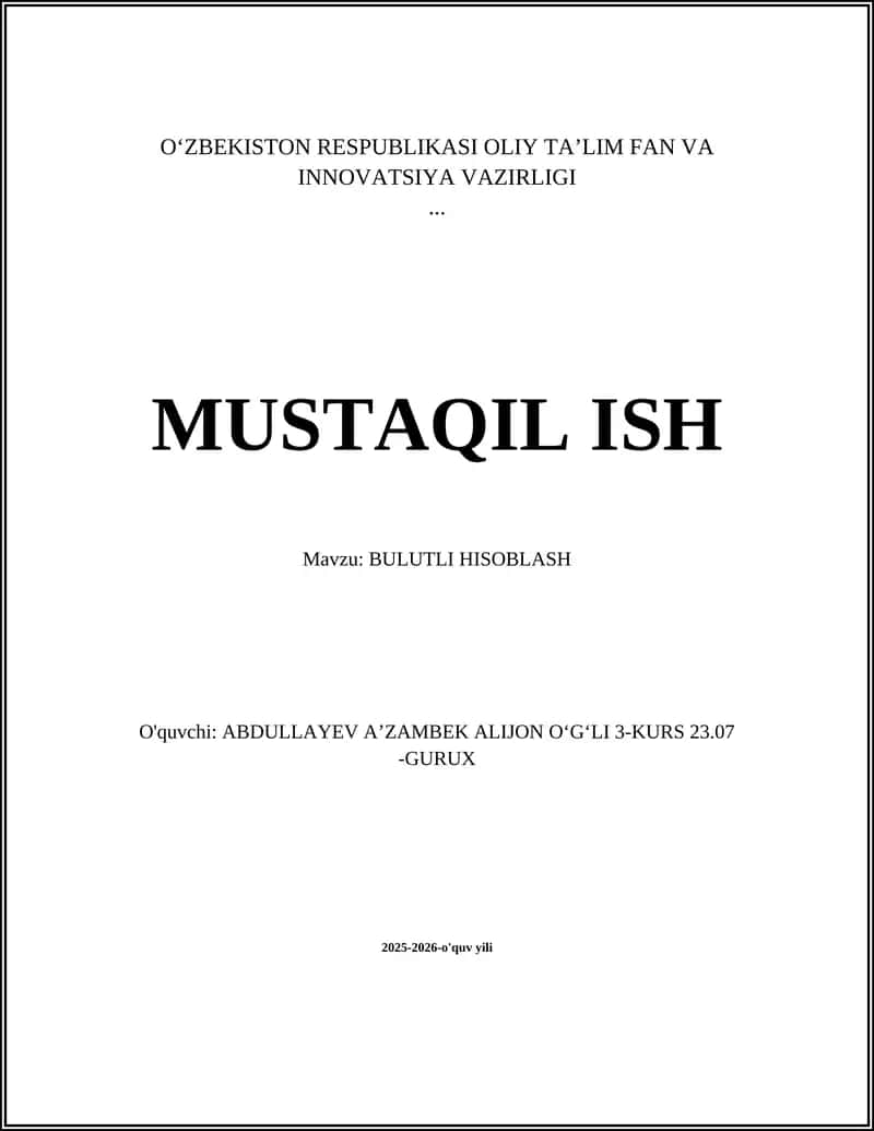 Bulutli Hisoblash 1