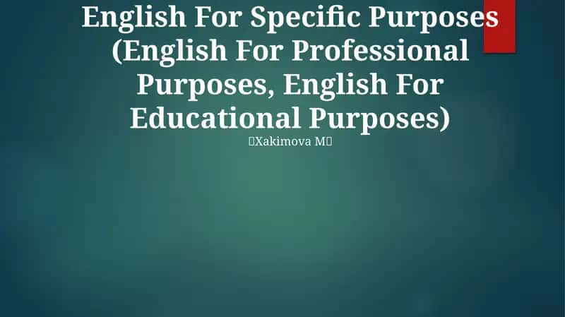 English For Specific Purposes 1