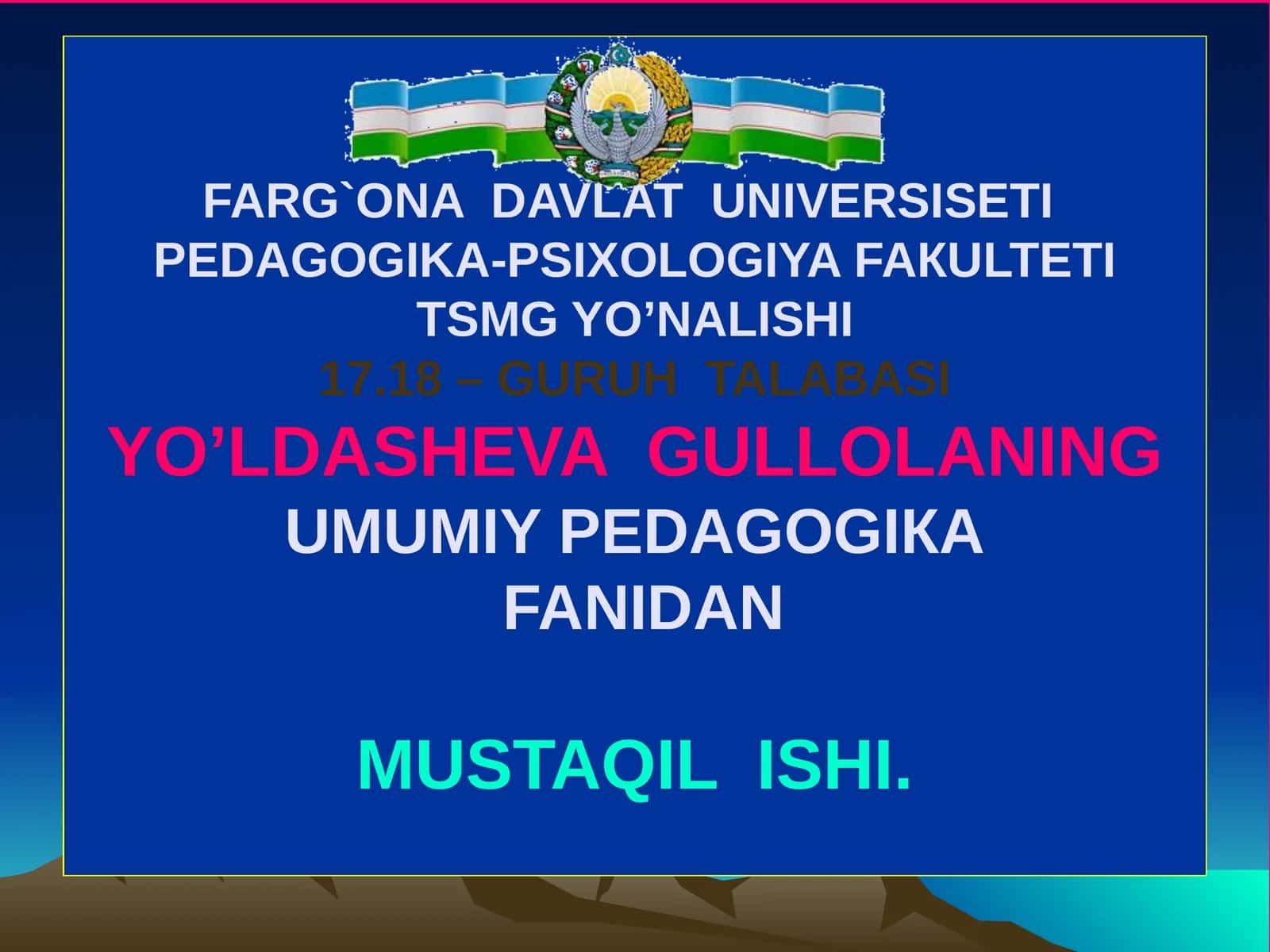 КADRLAR TAYYORLASHNING MILLIY MODELI 1