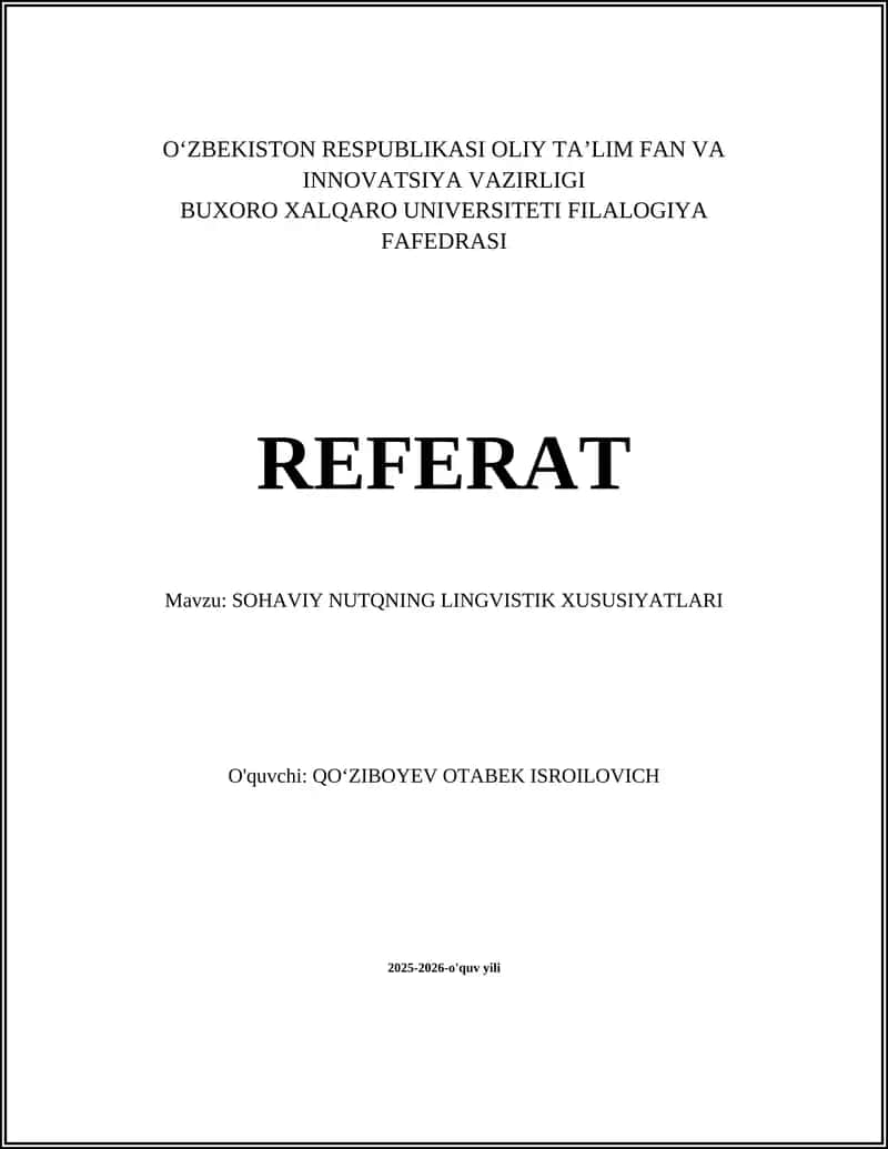 SOHAVIY NUTQNING LINGVISTIK XUSUSIYATLARI 1