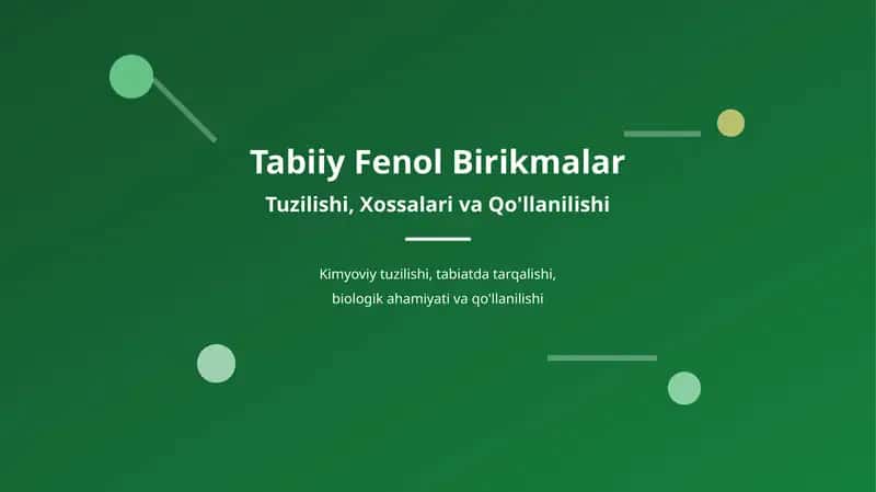 Tabiiy Fenol Birikmalar 1
