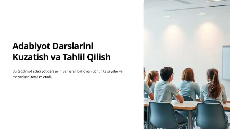Adabiyot Darslarini Kuzatish va Tahlil Qilish 1