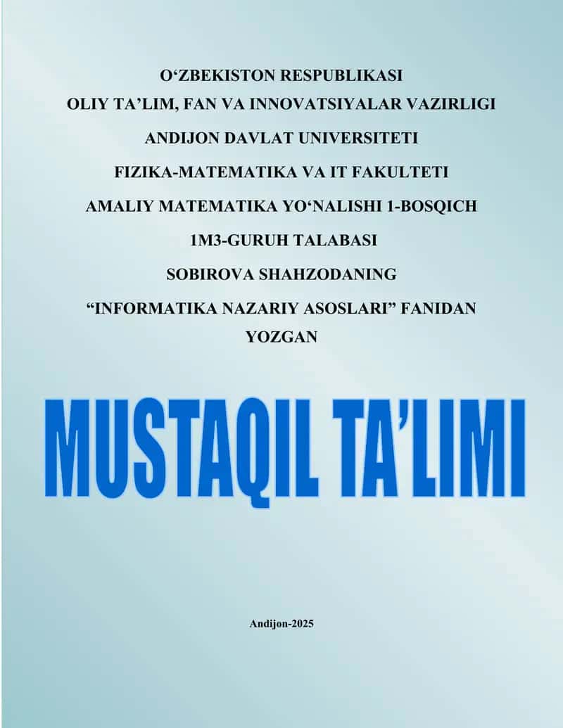 Informatika Nazariy Asoslari 1