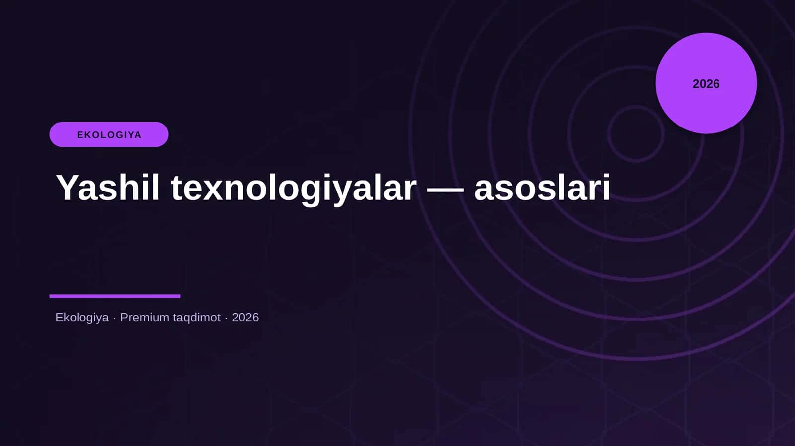 Yashil texnologiyalar — asoslari 1