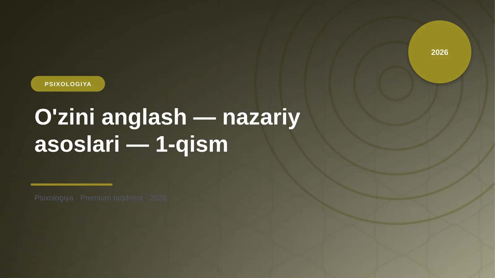O'zini anglash — nazariy asoslari — 1-qism 1