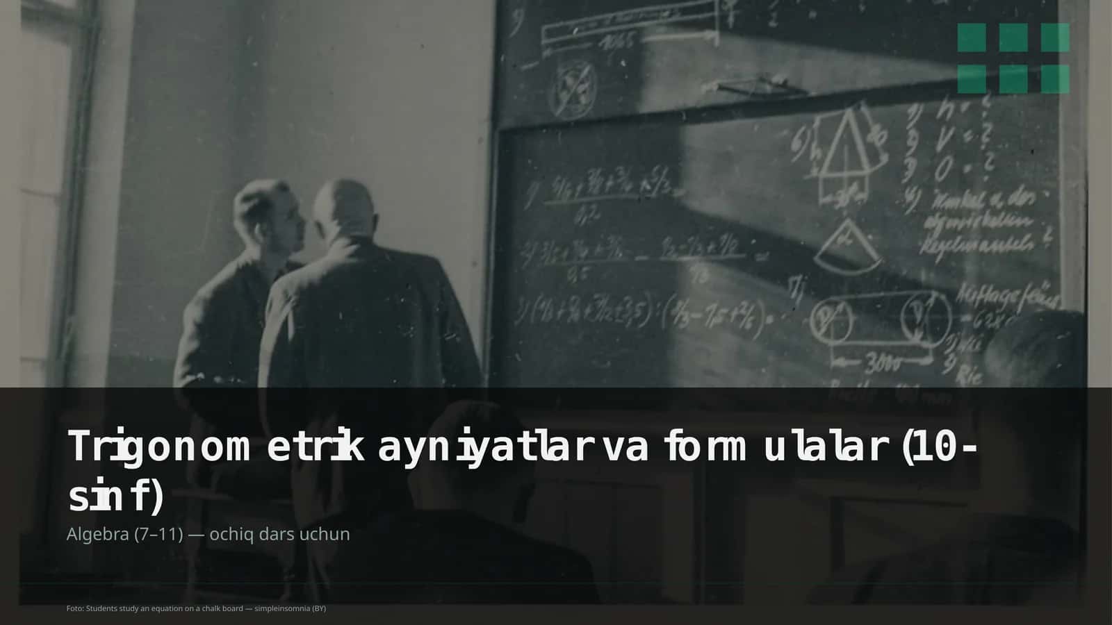 Trigonometrik ayniyatlar va formulalar (10-sinf) 1