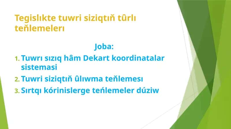 Tuwrı sızıq teńlemesi 1
