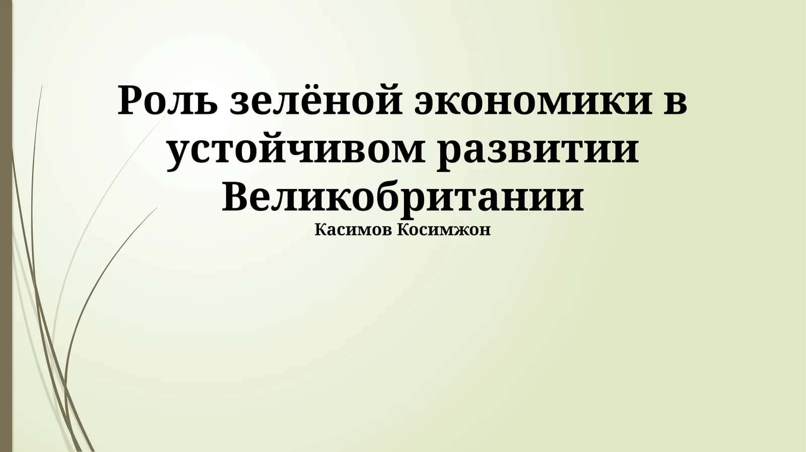 Роль зелёной экономики в устойчивом развитии Великобритании 1