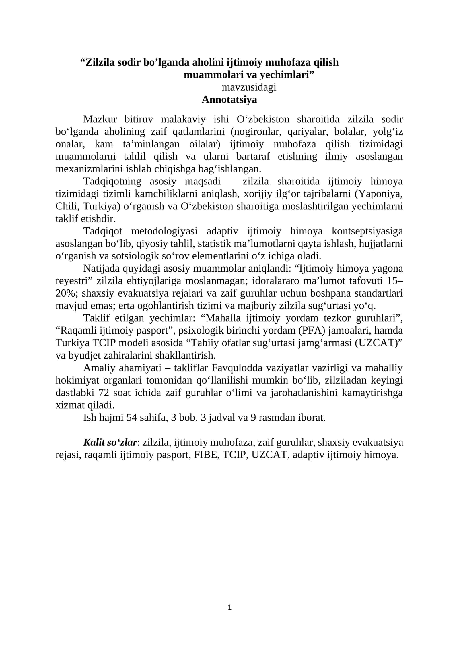 BMI. Hayot faoliyati xavfsizligi fanidan 1